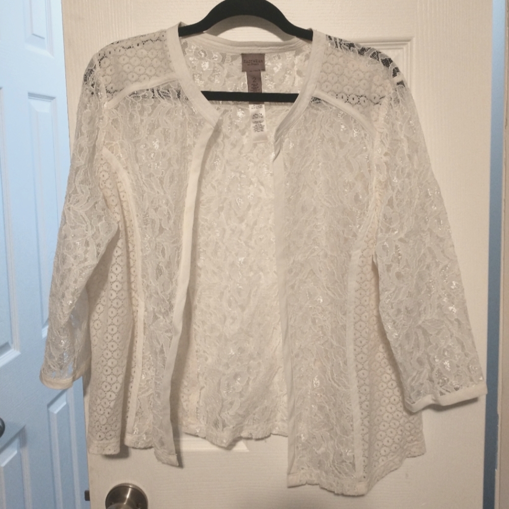 Chico's Sheer Lace 3/4 Sleeve Jacket - 2
